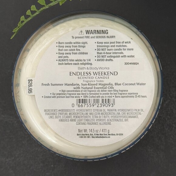 BBW Endless Weekend Bath & Body Works 3 Wick Candle - Picture 10 of 10